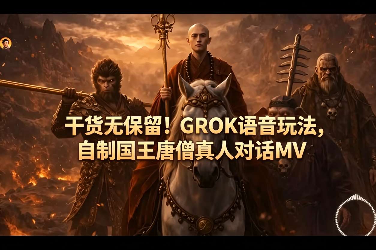 干货无保留！GROK语音玩法，自制国王唐僧真人对话MV-淘金日记