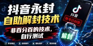抖音永封自助解封技术,非百分百的技术,自行测试-淘金日记