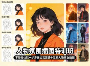 人物氛围插图特训班,零基础也能一步步画出氛围感十足的人物商业插图-淘金日记