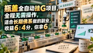 瓶盖全自动挂G项目，全程无需操作，适合长期佛系做的副业，收益6：4分，你拿6【揭秘】-淘金日记