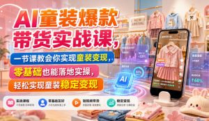 AI童装爆款带货实战课,一节课教会你实现童装变现,零基础也能落地实操-淘金日记