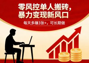 零风控单人搬砖,暴力变现新风口,每天多賺3张+,可长期做【揭秘】-淘金日记