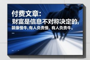 付费文章:财富是信息不对称决定的,就像慢牛,有人负责慢,有人负责牛-淘金日记