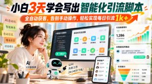 小白3天学会写出智能化引流脚本，全自动获客，告别手动操作，轻松实现每日引流1k+-淘金日记