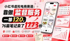 小红书虚拟电商赛道：靠做监督服务，一单120，76篇笔记卖了1773份-淘金日记