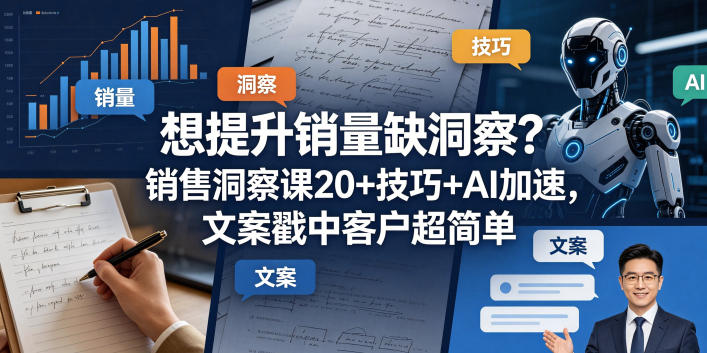 想提升销量缺洞察？销售洞察课20+技巧+AI加速，文案戳中客户超简单【原创双语字幕】-淘金日记