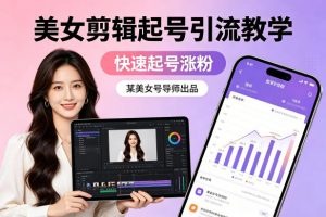 某美女号导师出品:美女剪辑起号引流教学,快速起号涨粉-淘金日记