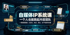 自媒体IP系统课，一个人也能跑起内容团队，一条链路跑通，从定位、热点、表达、生产到发布托管-淘金日记