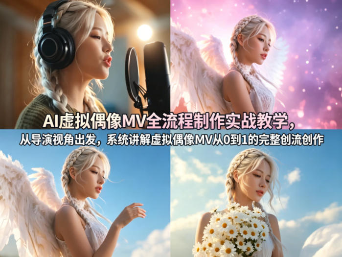 AI虚拟偶像MV全流程制作实战教学，从导演视角出发，系统讲解虚拟偶像MV从0到1的完整创作流程-淘金日记
