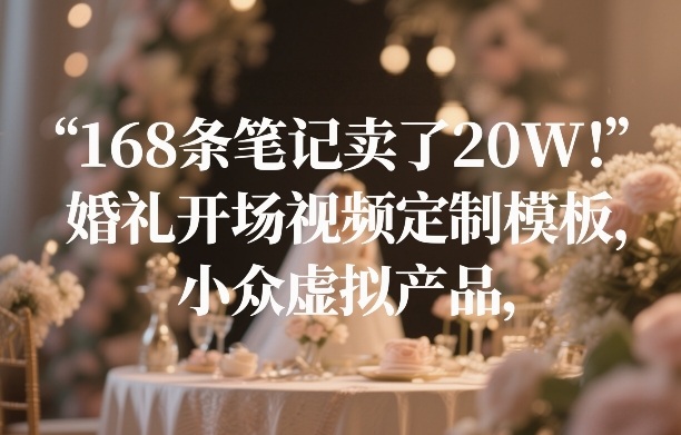 168条笔记卖了20W！婚礼开场视频定制模板，小众虚拟产品-淘金日记