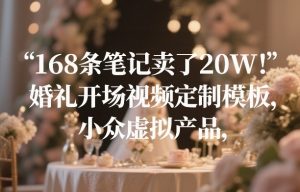 168条笔记卖了20W!婚礼开场视频定制模板,小众虚拟产品-淘金日记