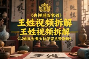 央视网百家姓–王姓视频拆解,以姓氏为噱头拉停留点赞涨粉-淘金日记