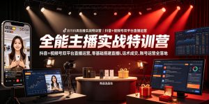 全能主播实战特训营|抖音+视频号双平台直播运营,零基础搭建直播间、精准选品、话术成交、账号运营全落地-淘金日记