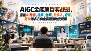 AIGC全能项目实战班-无水印,涵盖AI绘画、视频、音频、数字人、音乐、剪映等多方向全赛道落地变现课(更新)-淘金日记