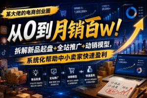 某大佬的电商创业圈从0到月销百W!拆解新品起盘+全站推广+动销模型,系统化帮助中小卖家快速盈利-淘金日记