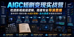 AIGC短剧变现实战营｜吃透影视底层逻辑，搭建专业导演思维，剧本创作+视听分镜+AI成片剪辑+去AI质感全链路变现教学-淘金日记