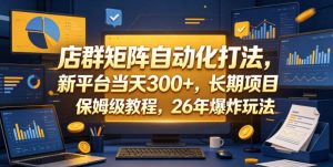 店群矩阵自动化打法，新平台当天300+，长期项目，保姆级教程，26年爆炸玩法【揭秘】-淘金日记