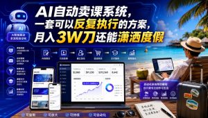 AI自动卖课系统，一套可以反复执行的方案，月入3W刀还能潇洒度假【原创双语字幕】-淘金日记