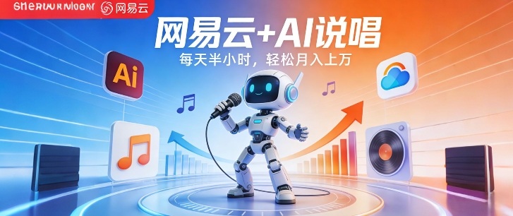 网易云+AI说唱，每天半小时，AI内容创作+流量变现，轻松月入1W-淘金日记