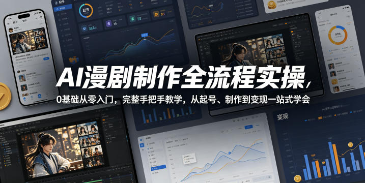 AI漫剧制作全流程实操，0基础从零入门，完整手把手教学，从起号、制作到变现一站式学会-淘金日记