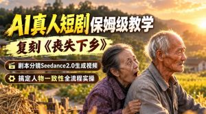 AI真人短剧保姆级教学,复刻《丧失下乡》,剧本分镜Seedance2.0生成视频,搞定人物一致性全流程实操-淘金日记