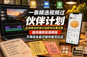 一条精选视频过伙伴计划，还没有过伙伴计划的可以看过来，超详细的实操教程，不用花米自己操作就可以过-淘金日记