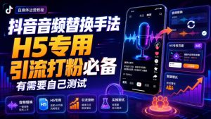 抖音音频替换手法H5专用，引流打粉必备，有需要自己测试-淘金日记