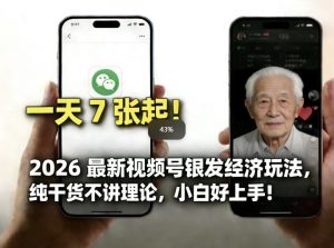 2026最新视频号银发经济玩法,轻松每天7张起,小白也可做-淘金日记