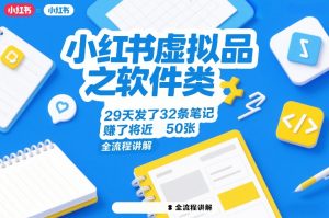 小红书虚拟品之软件类,29天发了32条笔记,賺了将近50张,全流程讲解-淘金日记