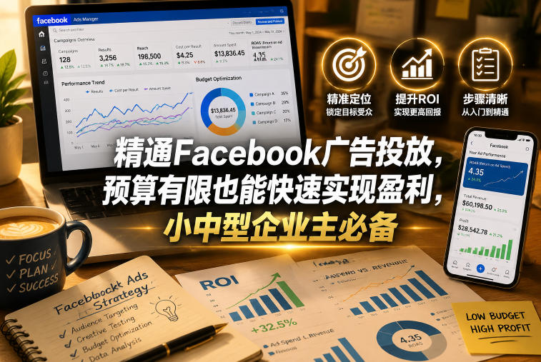 精通Facebook广告投放，预算有限也能快速实现盈利，小中型企业主必备【原创双语字幕】-淘金日记