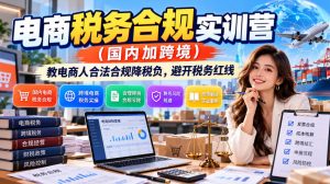 电商税务合规实训营(国内加跨境),教电商人合法合规降税负,避开税务红线-淘金日记