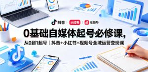 0基础自媒体起号必修课,从0到1起号|抖音+小红书+视频号全域运营变现课-淘金日记