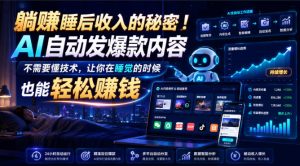 躺賺睡后收入的秘密!AI自动发爆款内容,不需要懂技术,让你在睡觉的时候也能轻松賺钱【原创双语字幕】-淘金日记