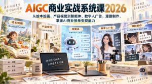 AIGC商业实战系统课2026，从绘本绘画、产品视觉到智能体、数字人广告、漫剧制作，掌握AI商业接单变现能力-淘金日记