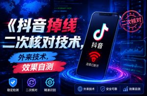 抖音掉线二次核对技术,外来技术,效果自测-淘金日记