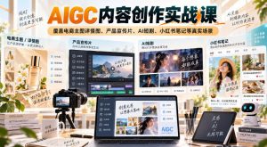 AIGC内容创作实战课,覆盖电商主图详情图、产品宣传片、AI短剧、小红书笔记等真实场景-淘金日记
