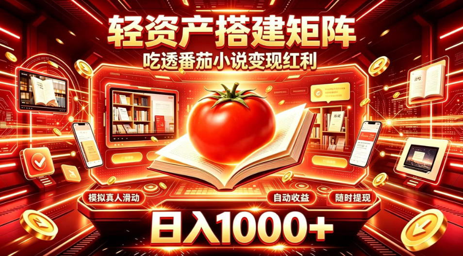 轻资产搭建矩阵，吃透番茄小说变现红利，日入1000+，支持无限矩阵放大【揭秘】-淘金日记