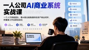 一人公司AI商业系统实战课,一个人不用组团队,靠AI搭出能跑通的轻资产商业闭环,把重复工作全部自动化-淘金日记