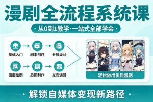 漫剧全流程系统课,从0到1教学,一站式全部学会,轻松做出优质漫剧,解锁自媒体变现新路径-淘金日记