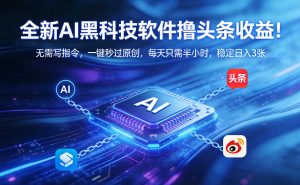 全新AI黑科技软件撸头条收益!无需写指令,一键秒过原创,每天只需半小时,稳定日入3张【揭秘】-淘金日记