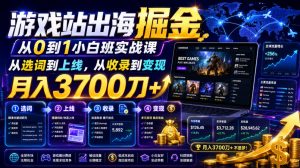 游戏站出海掘金从0到1小白实战课,从选词到上线,从收录到变现,月入3700刀+-淘金日记