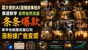 某大佬的AI温情故事短片赛道教学,自带自然流量,条条爆款,新手也能蹭流量红利,涨粉接广告变现-淘金日记