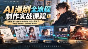 AI漫剧全流程制作实战课程,完整覆盖AI漫剧从构思到成片的全部环节,手把手教你独立完成AI漫剧创作-淘金日记
