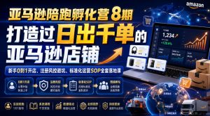 亚马逊陪跑孵化营8期,打造过日出千单的亚马逊店铺,新手0到1开店、注册风控避坑、标准化运营SOP全套落地课-淘金日记