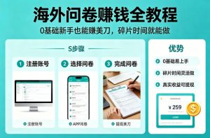 海外问卷賺钱全教程,0基础新手也能賺美刀,碎片时间就能做-淘金日记