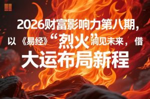 2026财富影响力第八期，以《易经》智慧洞见未来，借“离火”大运布局新程-淘金日记