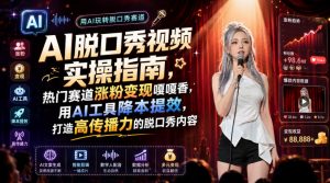 AI脱口秀视频实操指南，热门赛道涨粉变现嘎嘎香，用AI工具降本提效，打造高传播力的脱口秀内容-淘金日记