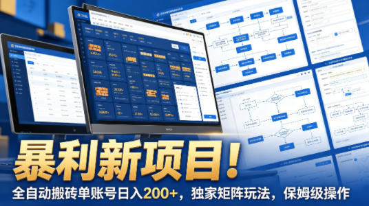 暴利新项目！全自动搬砖单账号日入200+，独家矩阵玩法，保姆级操作【揭秘】-淘金日记