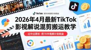 26年4月最新TikTok影视解说混剪搬运教学,过中过原创,撸TK中视频计划收益-淘金日记