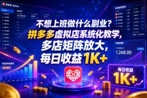 不想上班做什么副业?拼多多虚拟店系统化教学,多店矩阵放大,每日收益1K+【揭秘】-淘金日记